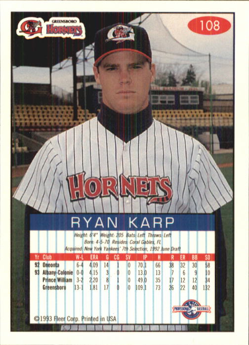 1993-94 Excel (Fleer) Minor League Baseball "Main Set" Cards #1 to #150 - Picture 215 of 298