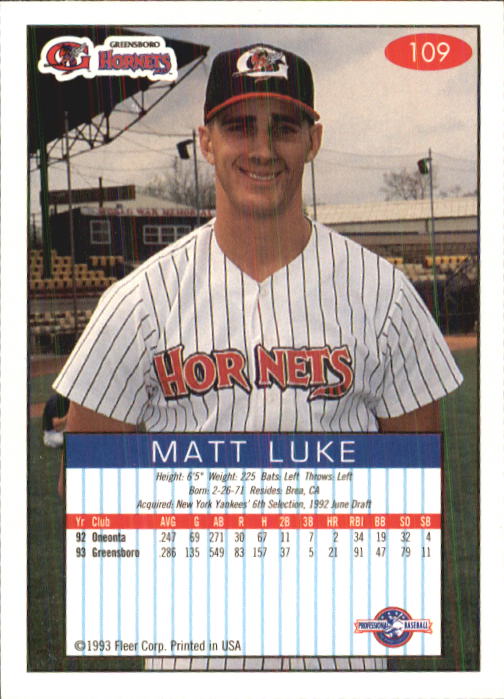 1993-94 Excel (Fleer) Minor League Baseball "Main Set" Cards #1 to #150 - Picture 217 of 298