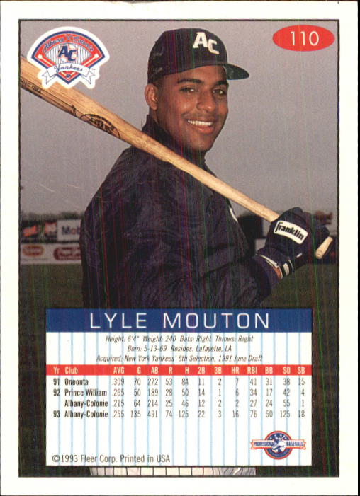 1993-94 Excel (Fleer) Minor League Baseball "Main Set" Cards #1 to #150 - Picture 219 of 298