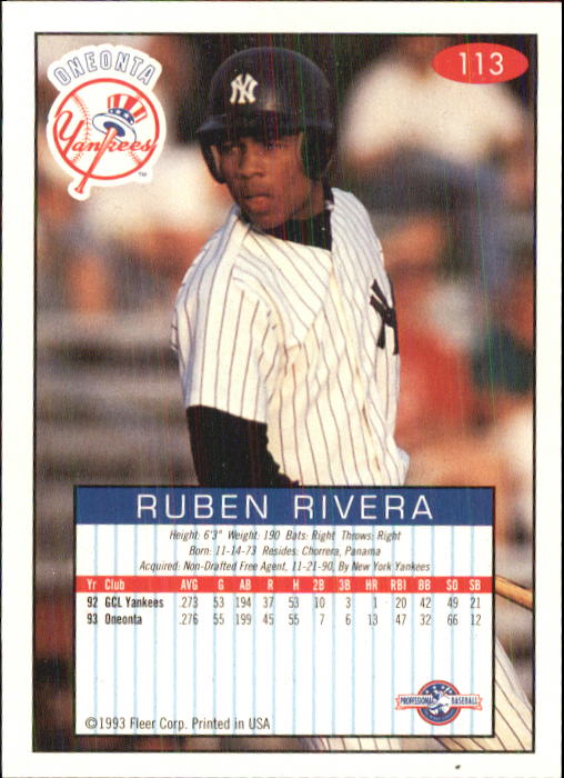 1993-94 Excel (Fleer) Minor League Baseball "Main Set" Cards #1 to #150 - Picture 224 of 298