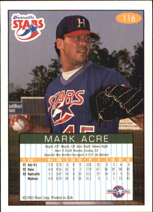 1993-94 Excel (Fleer) Minor League Baseball "Main Set" Cards #1 to #150 - Picture 230 of 298