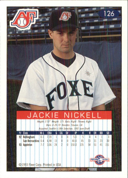 1993-94 Excel (Fleer) Minor League Baseball "Main Set" Cards #1 to #150 - Picture 250 of 298