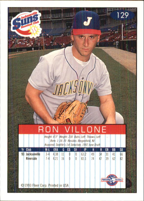 1993-94 Excel (Fleer) Minor League Baseball "Main Set" Cards #1 to #150 - Picture 256 of 298