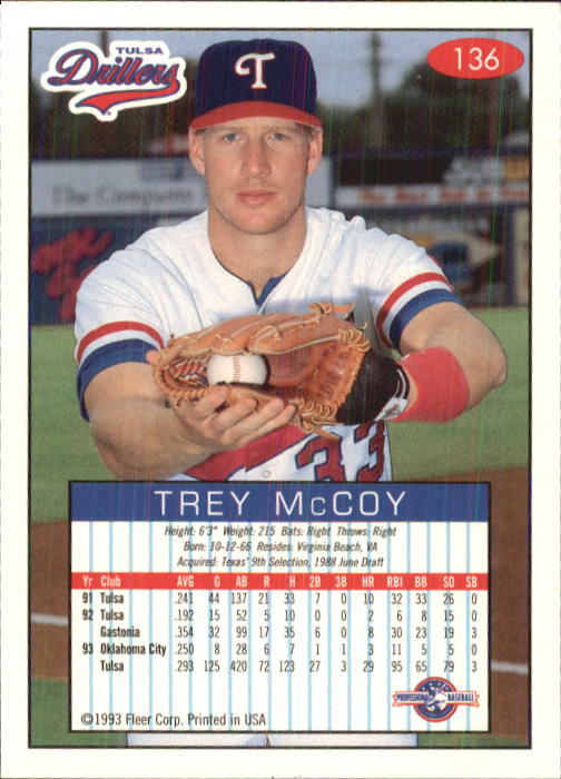 1993-94 Excel (Fleer) Minor League Baseball "Main Set" Cards #1 to #150 - Picture 270 of 298