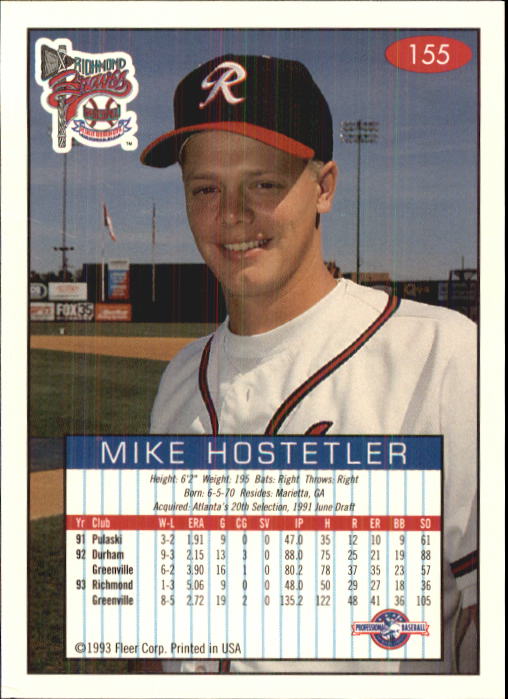 1993-94 Excel (Fleer) Minor League Baseball "Main Set" Cards #151 to #300 - Picture 11 of 299