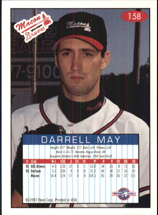 1993-94 Excel (Fleer) Minor League Baseball "Main Set" Cards #151 to #300 - Picture 17 of 299