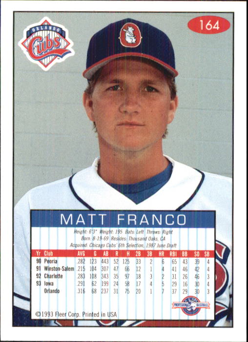 1993-94 Excel (Fleer) Minor League Baseball "Main Set" Cards #151 to #300 - Picture 29 of 299