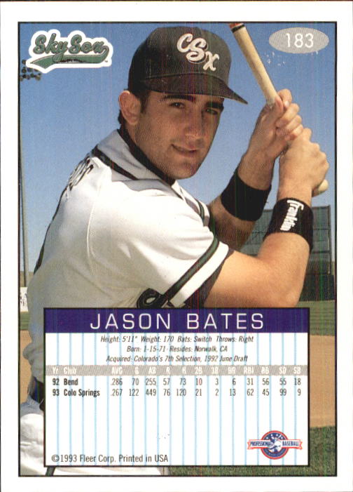 1993-94 Excel (Fleer) Minor League Baseball "Main Set" Cards #151 to #300 - Picture 67 of 299