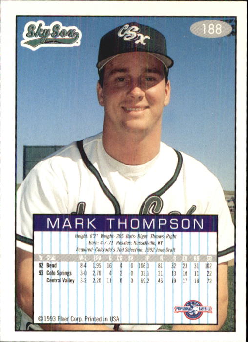 1993-94 Excel (Fleer) Minor League Baseball "Main Set" Cards #151 to #300 - Picture 77 of 299