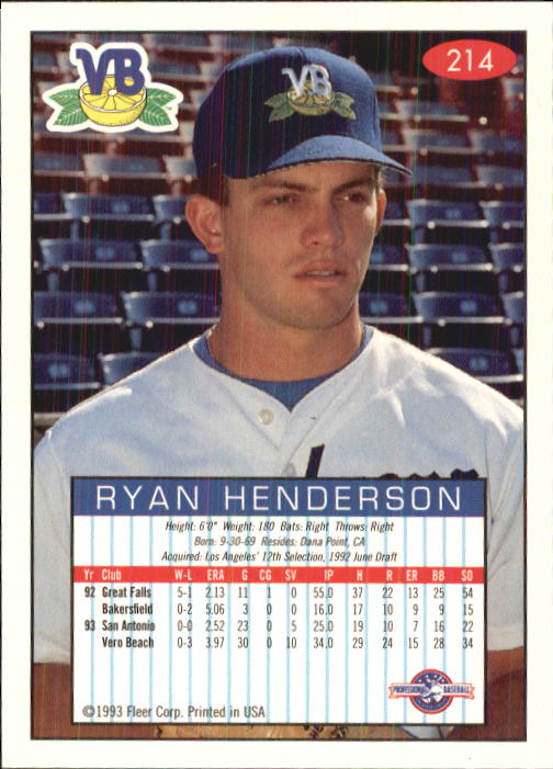 1993-94 Excel (Fleer) Minor League Baseball "Main Set" Cards #151 to #300 - Picture 129 of 299