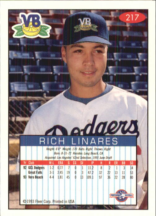 1993-94 Excel (Fleer) Minor League Baseball "Main Set" Cards #151 to #300 - Picture 135 of 299