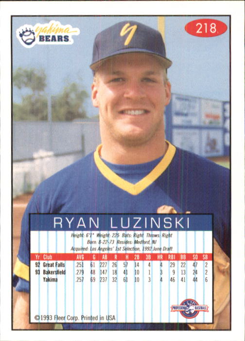 1993-94 Excel (Fleer) Minor League Baseball "Main Set" Cards #151 to #300 - Picture 137 of 299