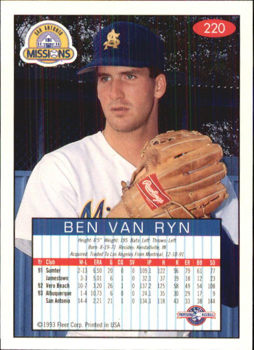 1993-94 Excel (Fleer) Minor League Baseball "Main Set" Cards #151 to #300 - Picture 141 of 299