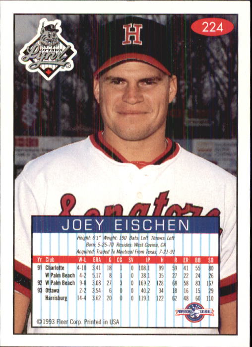 1993-94 Excel (Fleer) Minor League Baseball "Main Set" Cards #151 to #300 - Picture 149 of 299