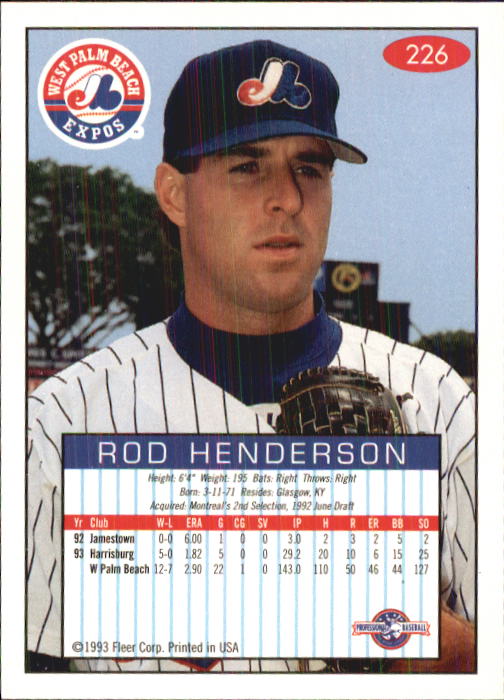 1993-94 Excel (Fleer) Minor League Baseball "Main Set" Cards #151 to #300 - Picture 153 of 299