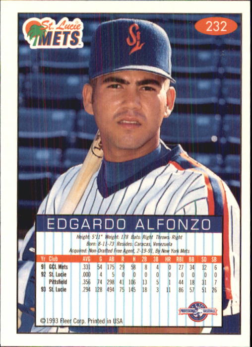 1993-94 Excel (Fleer) Minor League Baseball "Main Set" Cards #151 to #300 - Picture 165 of 299