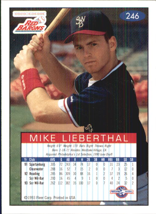 1993-94 Excel (Fleer) Minor League Baseball "Main Set" Cards #151 to #300 - Picture 193 of 299