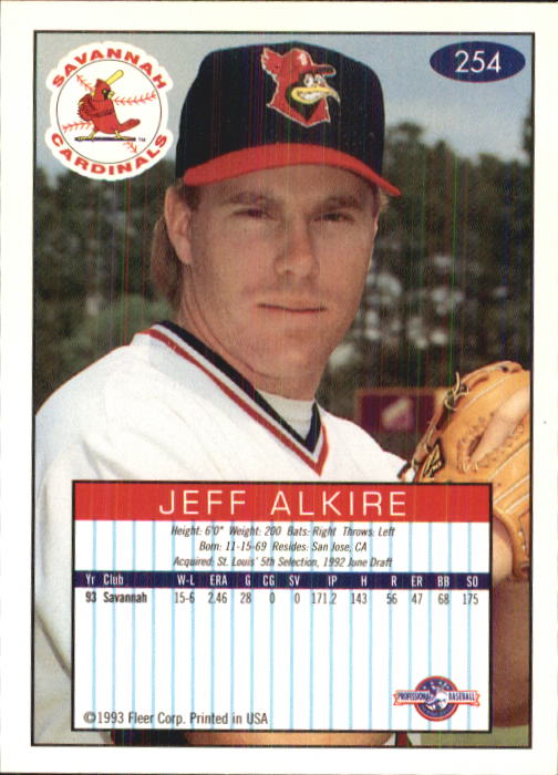 1993-94 Excel (Fleer) Minor League Baseball "Main Set" Cards #151 to #300 - Picture 209 of 299