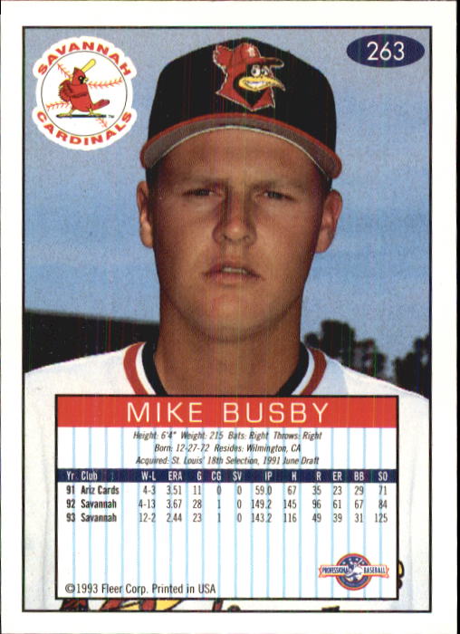1993-94 Excel (Fleer) Minor League Baseball "Main Set" Cards #151 to #300 - Picture 227 of 299