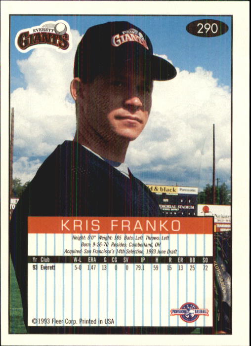 1993-94 Excel (Fleer) Minor League Baseball "Main Set" Cards #151 to #300 - Picture 279 of 299