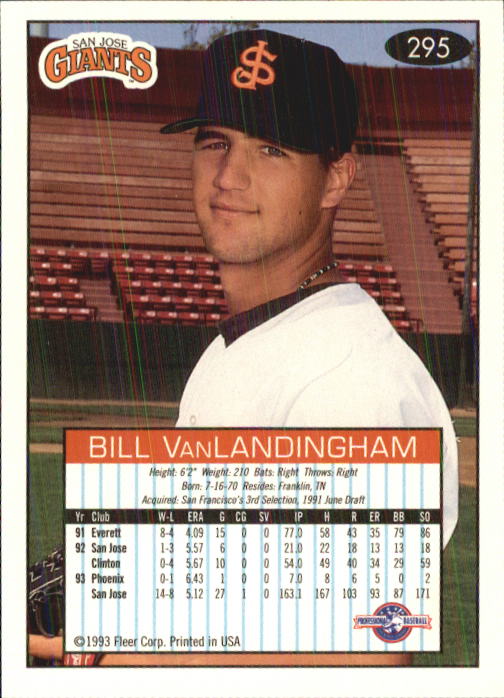 1993-94 Excel (Fleer) Minor League Baseball "Main Set" Cards #151 to #300 - Picture 289 of 299