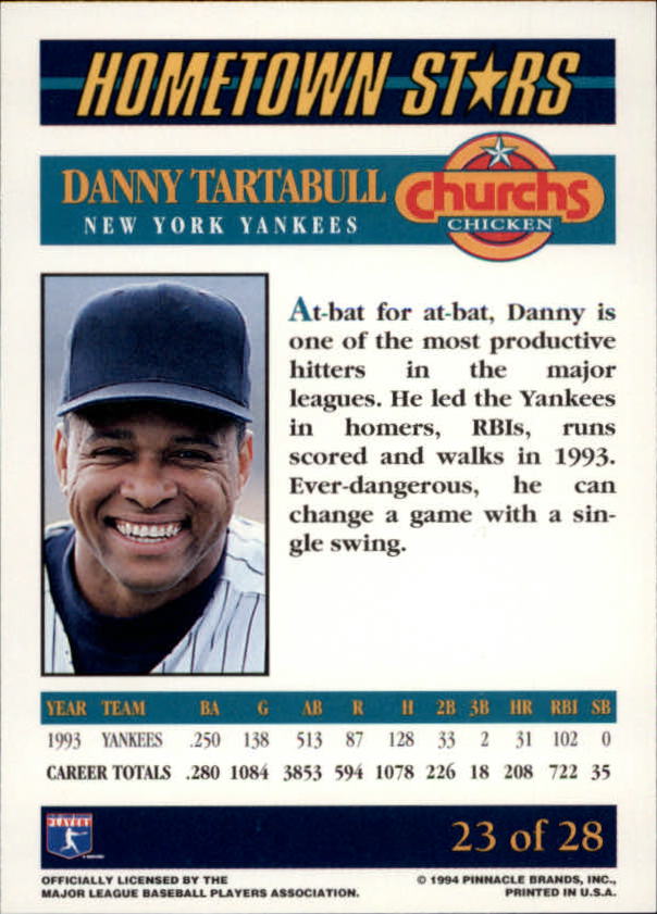 1994 Church's Chicken Hometown Stars - #23 Danny Tartabull