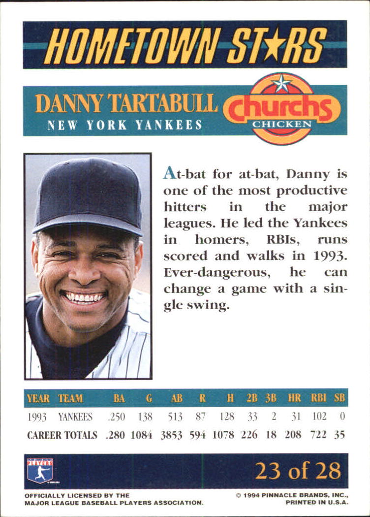 1994 Church's Chicken Hometown Stars - #23 Danny Tartabull