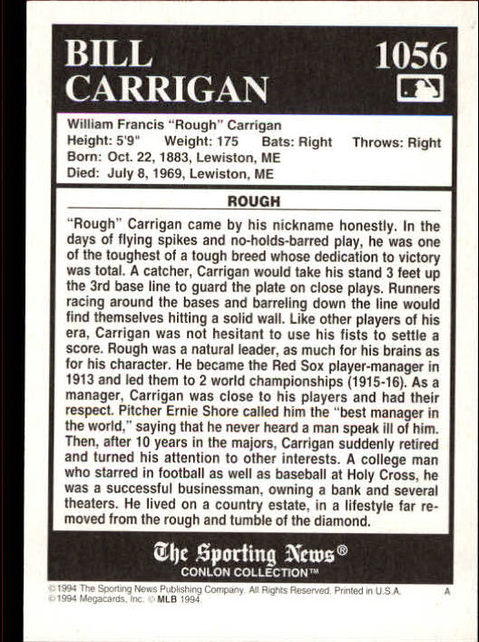 1994 The Sporting News Conlon Collection - #1056 Bill Carrigan (RC)