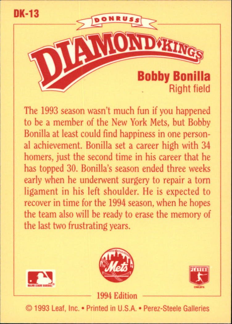 1994 Donruss Baseball "Diamond Kings" Insert Cards - Picture 11 of 22