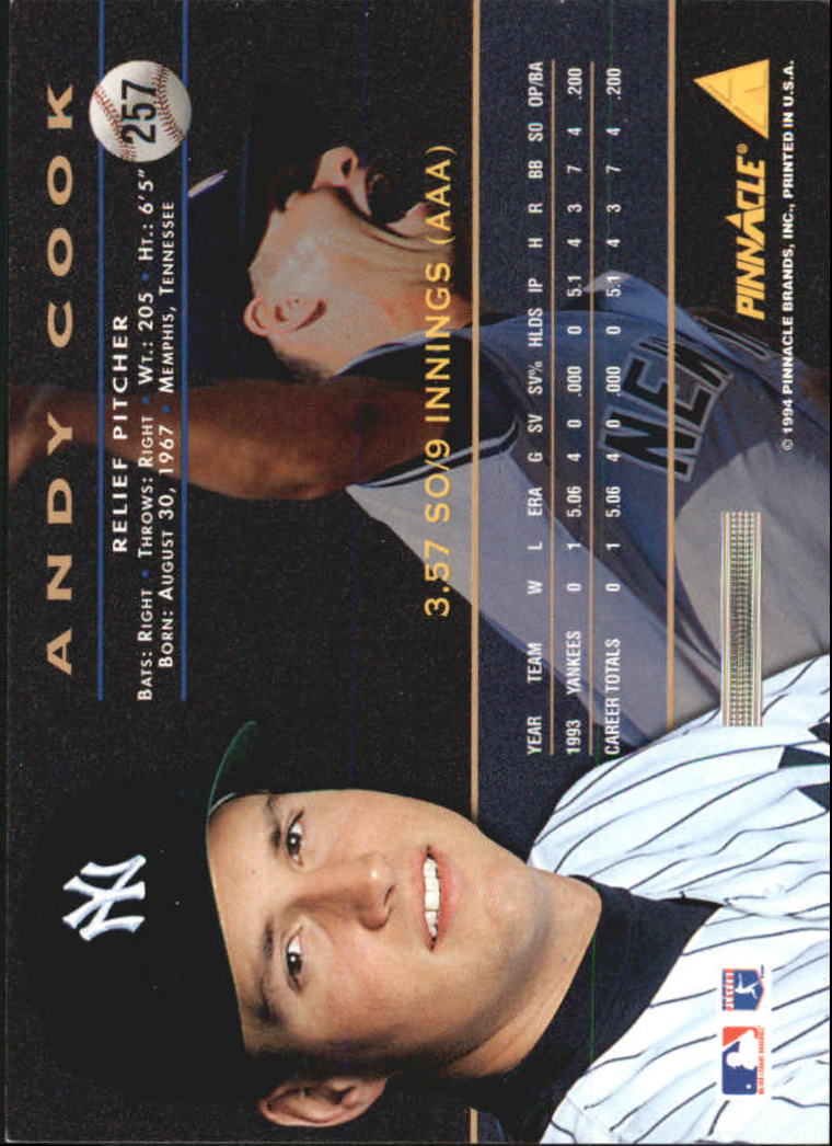 1994 Pinnacle Baseball Card Pick 251-500 - Picture 15 of 498