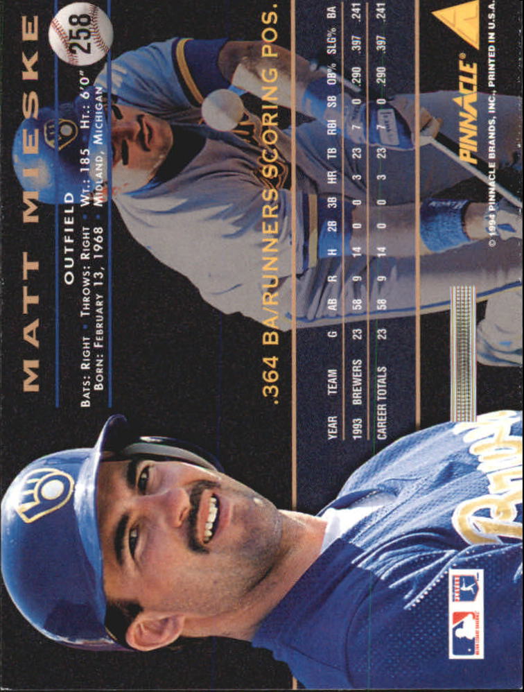 1994 Pinnacle Baseball Card Pick 251-500 - Picture 17 of 498