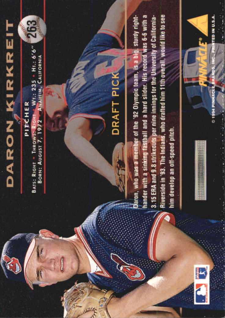 1994 Pinnacle Baseball Card Pick 251-500 - Picture 27 of 498