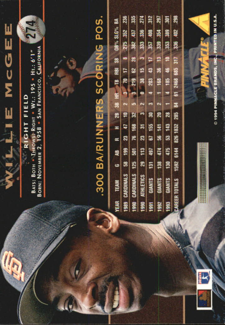 1994 Pinnacle Baseball Card Pick 251-500 - Picture 48 of 498