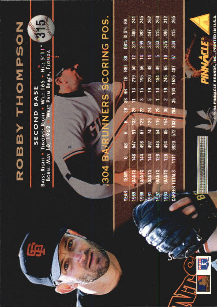 1994 Pinnacle Baseball Card Pick 251-500 - Picture 130 of 498