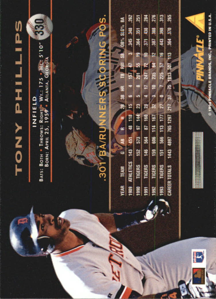 1994 Pinnacle Baseball Card Pick 251-500 - Picture 160 of 498