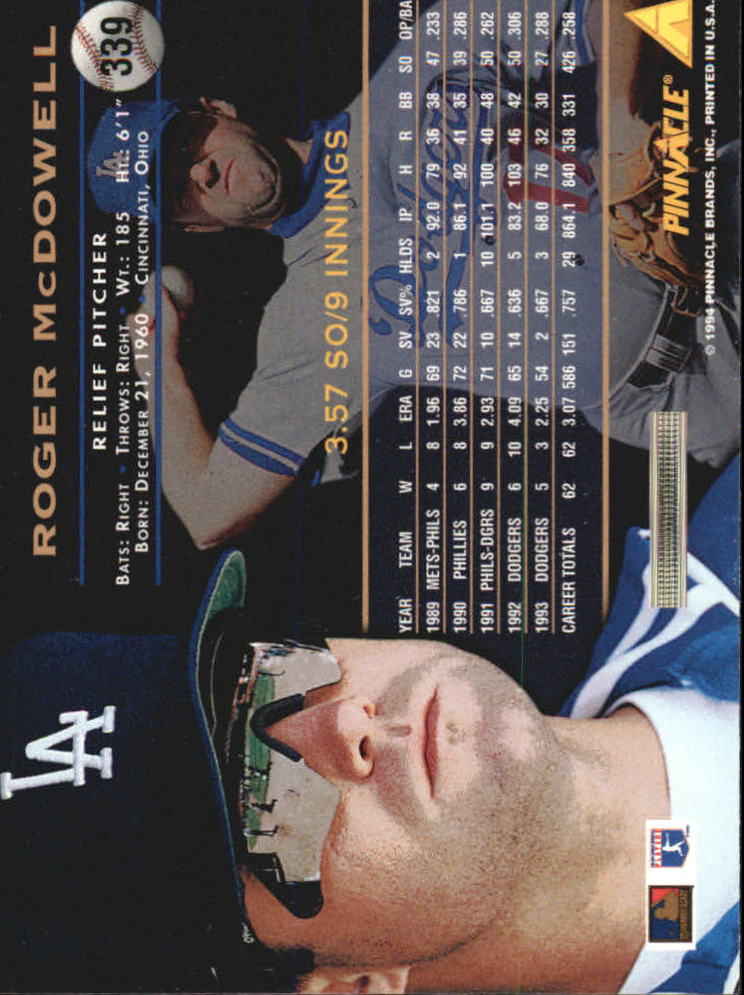 1994 Pinnacle Baseball Card Pick 251-500 - Picture 178 of 498