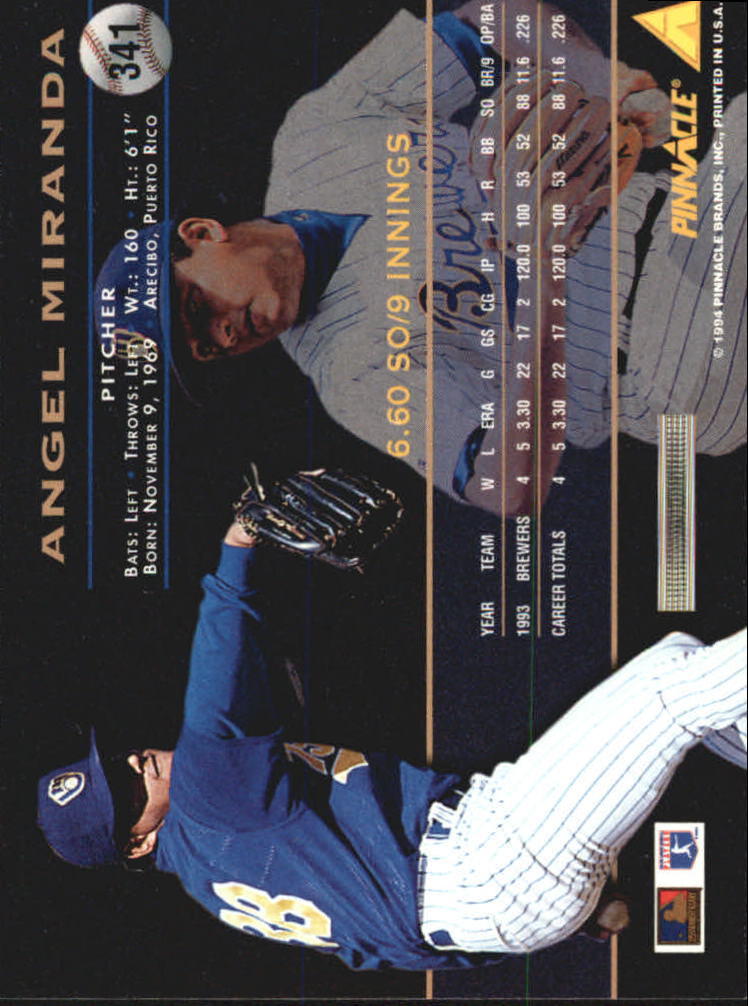 1994 Pinnacle Baseball Card Pick 251-500 - Picture 182 of 498