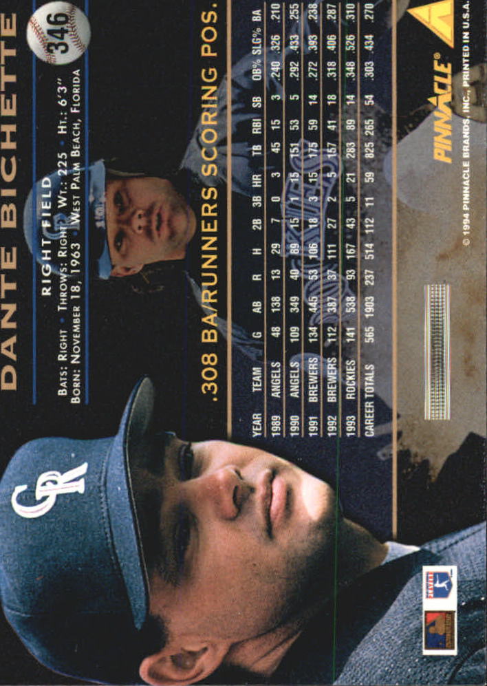 1994 Pinnacle Baseball Card Pick 251-500 - Picture 192 of 498