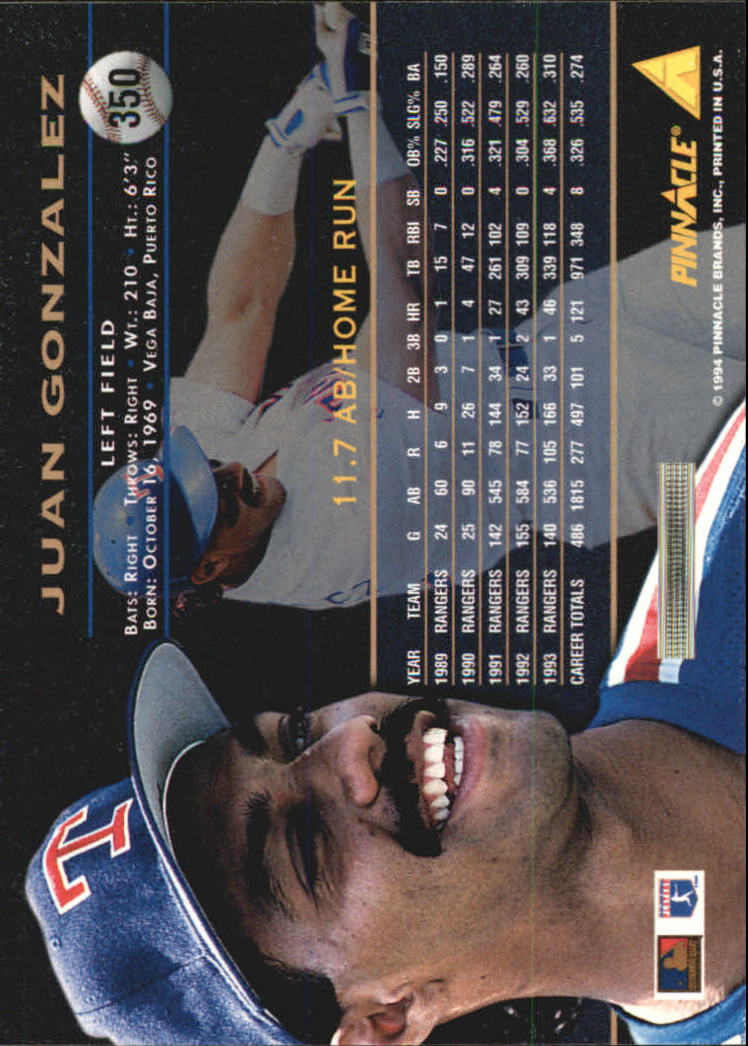 1994 Pinnacle Baseball Card Pick 251-500 - Picture 200 of 498