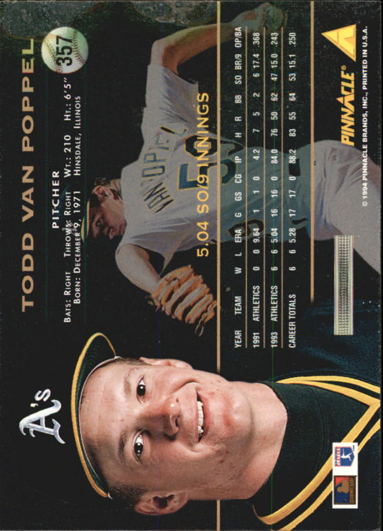 1994 Pinnacle Baseball Card Pick 251-500 - Picture 214 of 498