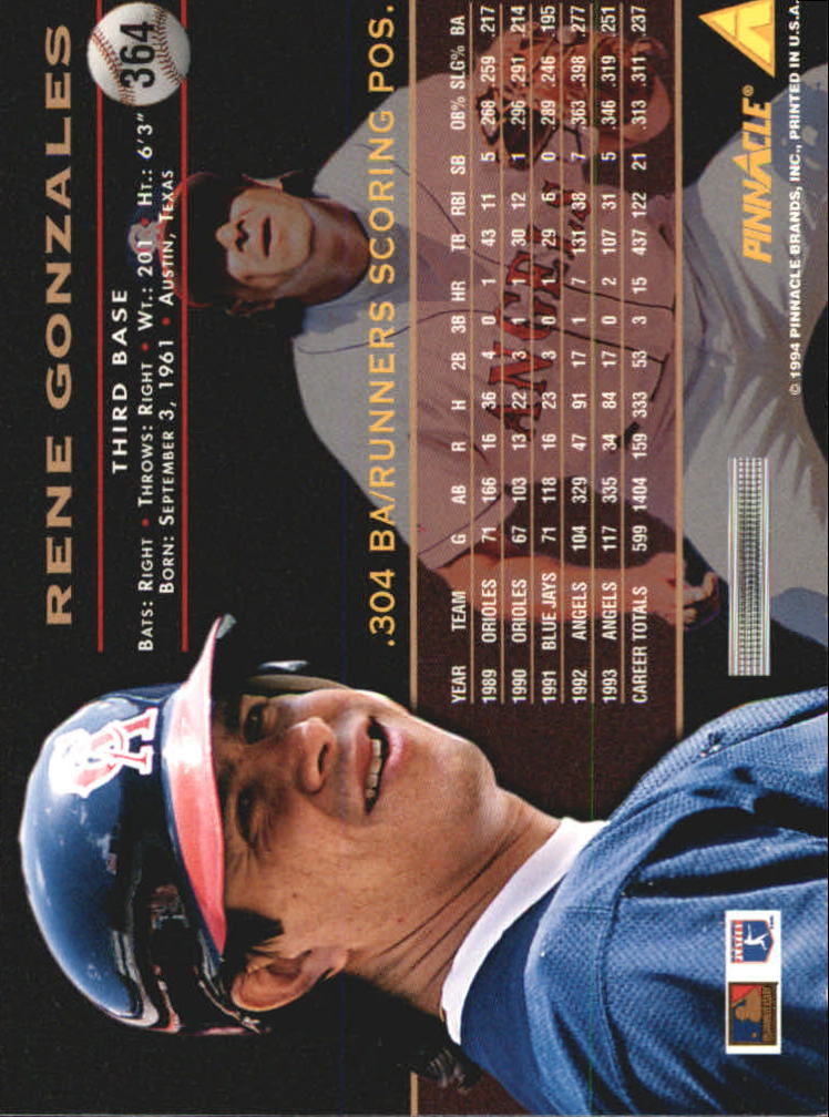 1994 Pinnacle Baseball Card Pick 251-500 - Picture 228 of 498