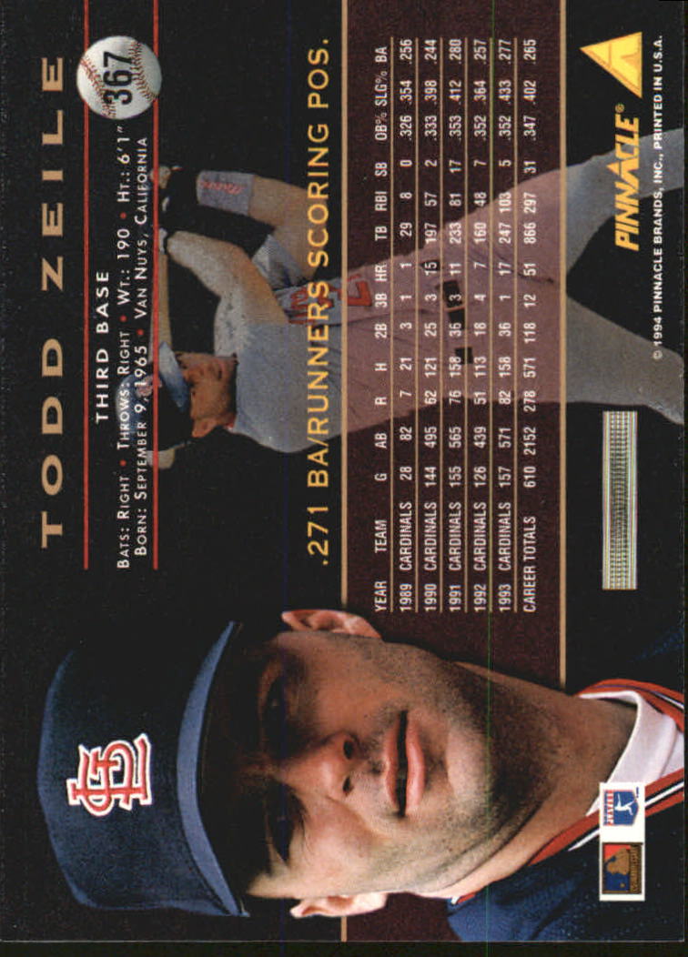 1994 Pinnacle Baseball Card Pick 251-500 - Picture 234 of 498