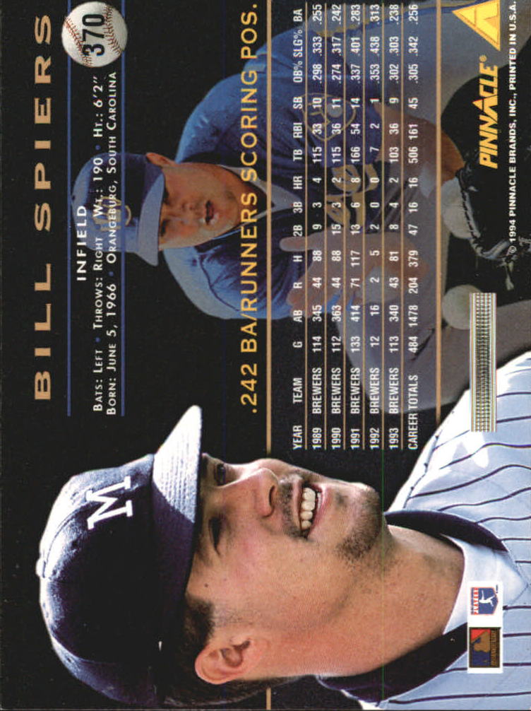 1994 Pinnacle Baseball Card Pick 251-500 - Picture 240 of 498