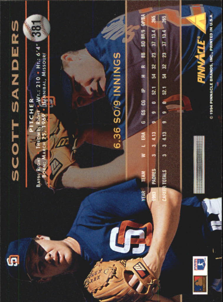 1994 Pinnacle Baseball Card Pick 251-500 - Picture 262 of 498