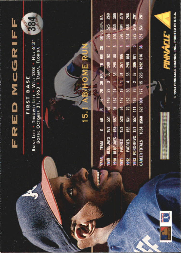 1994 Pinnacle Baseball Card Pick 251-500 - Picture 268 of 498