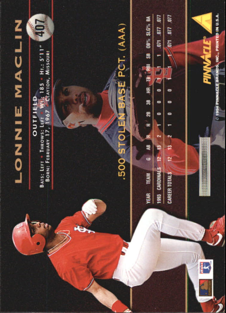 1994 Pinnacle Baseball Card Pick 251-500 - Picture 314 of 498