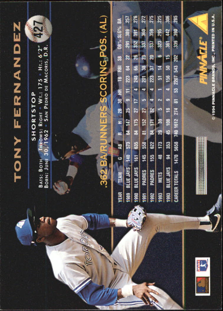 1994 Pinnacle Baseball Card Pick 251-500 - Picture 354 of 498