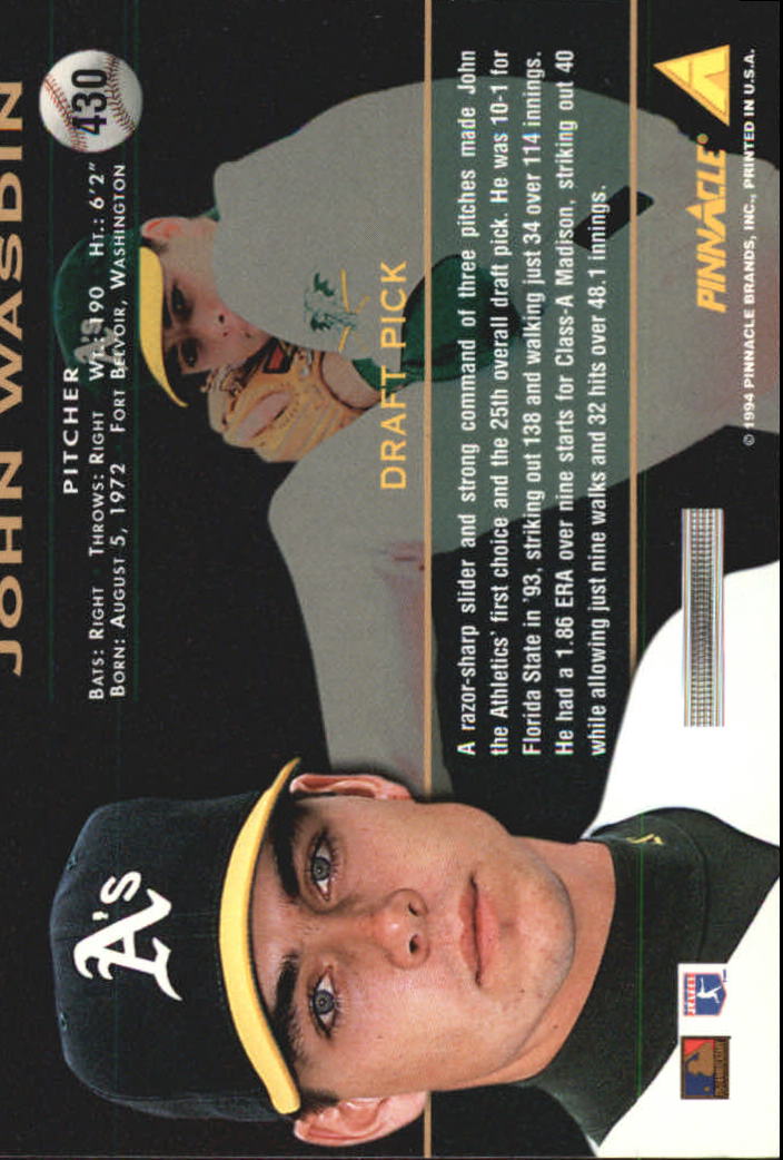 1994 Pinnacle Baseball Card Pick 251-500 - Picture 360 of 498