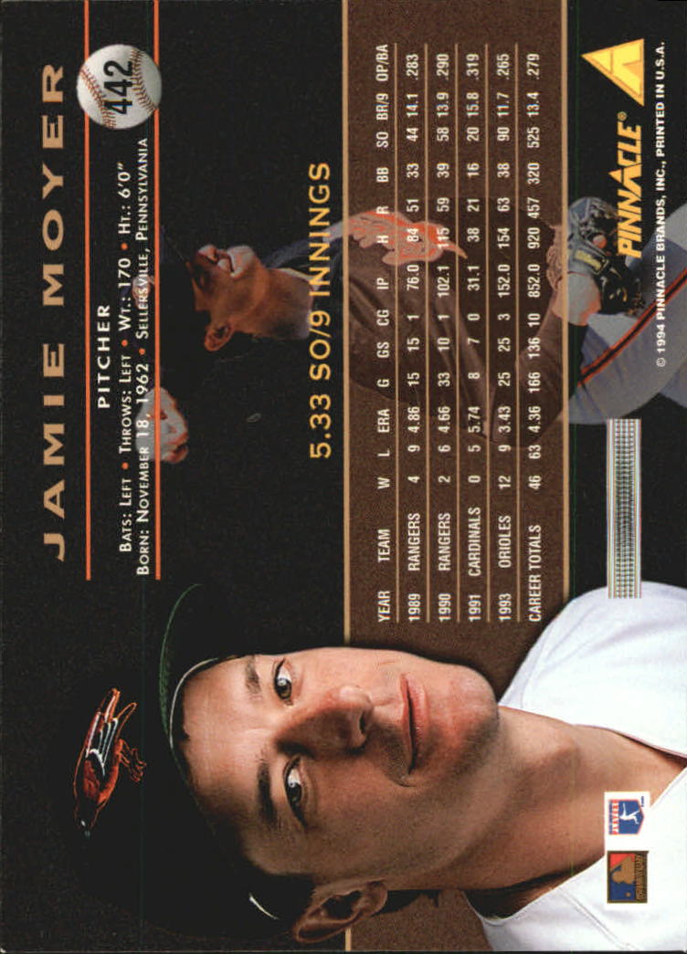 1994 Pinnacle Baseball Card Pick 251-500 - Picture 382 of 498