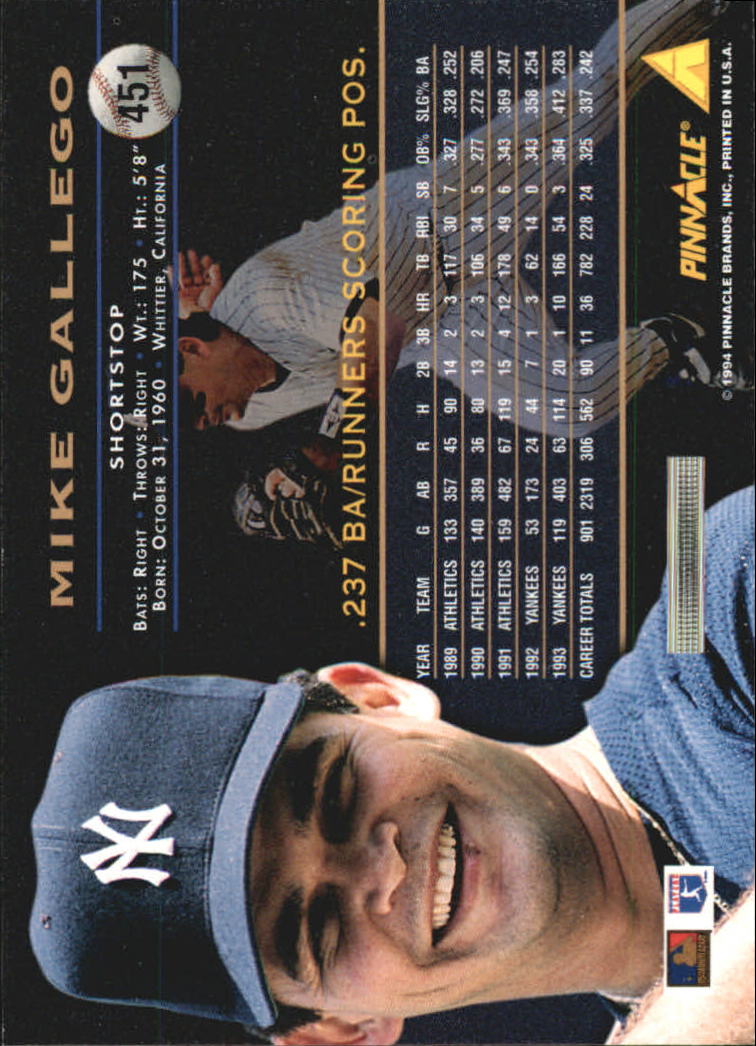 1994 Pinnacle Baseball Card Pick 251-500 - Picture 400 of 498